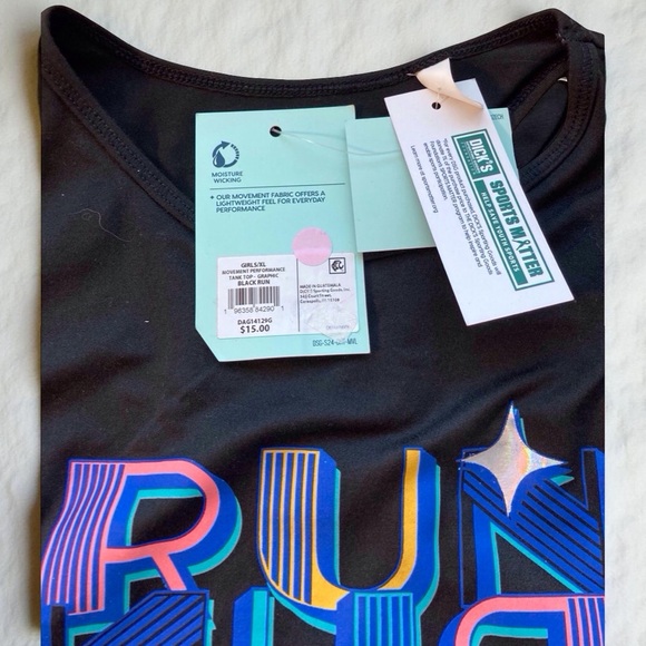 NWT DSG Girls' XL (16) "RUN RUN RUN" Performance Tank - Picture 3 of 10